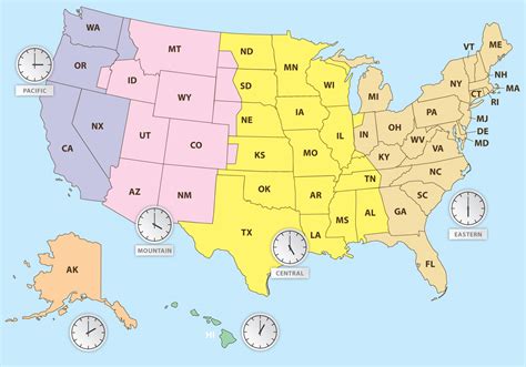 Time Zones Of US Map 108377 Vector Art at Vecteezy