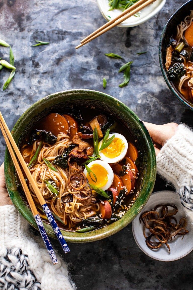 Feel Good Spicy Ramen with Sweet Potatoes and Crispy Shallots. - Half Baked Harvest | Recipe in