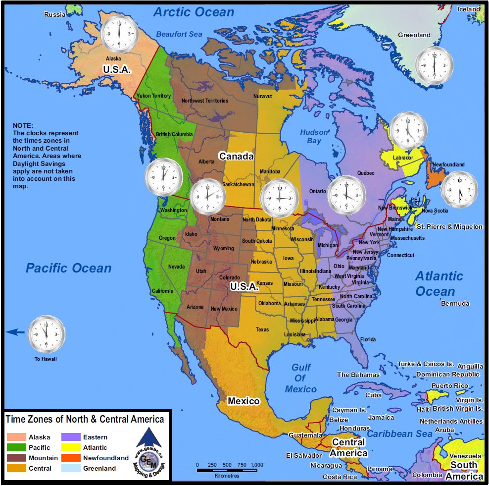Usa Map Time Zone Clock | Identify The Location A Map Of America