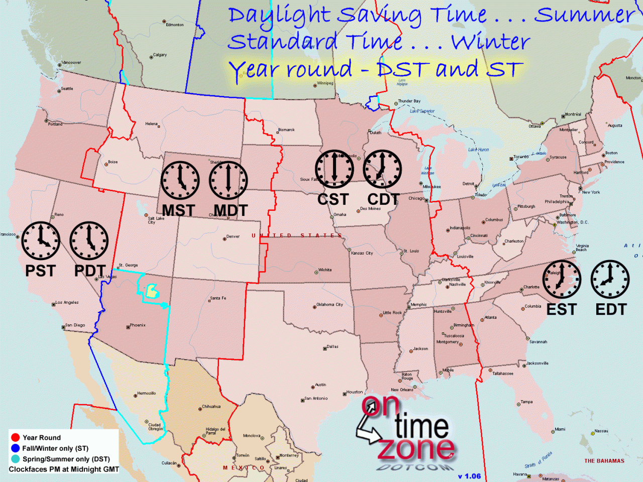 OnTimeZone.com Time zones for the USA and North America