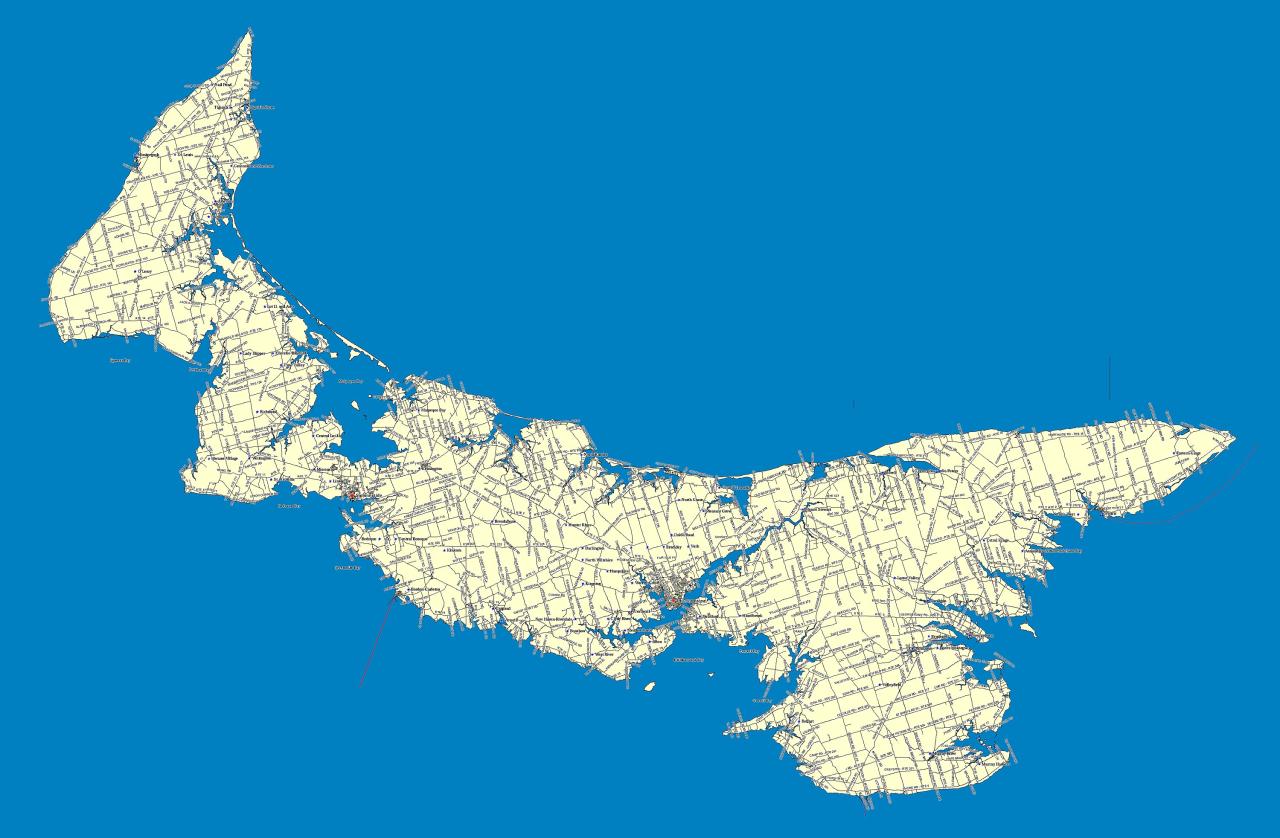 Prince Edward Island Road map - Prince Edward Island Canada • mappery