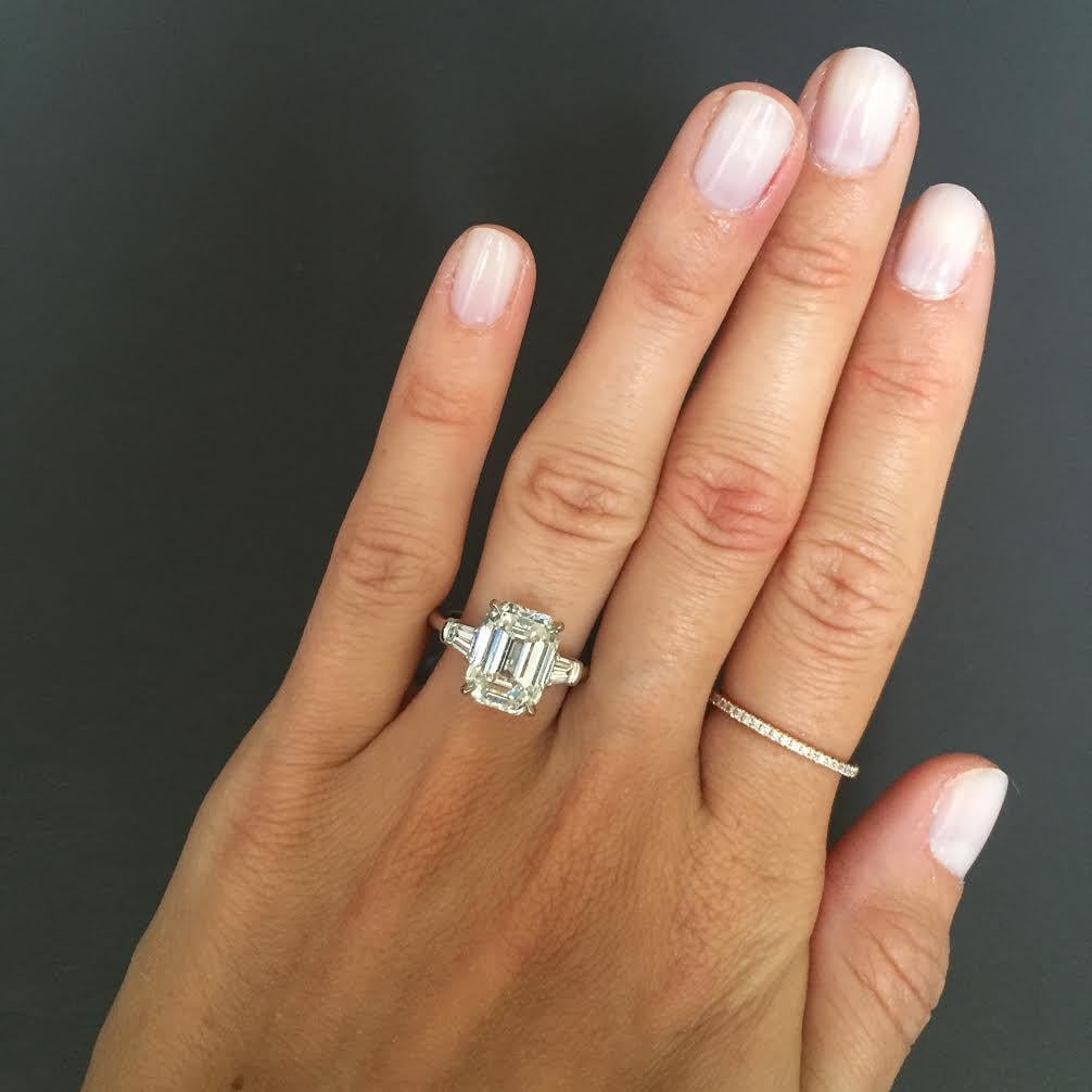 Stephanie Gottlieb Emerald Cut Engagement Ring With Tapered Baguettes | Amal Clooney's