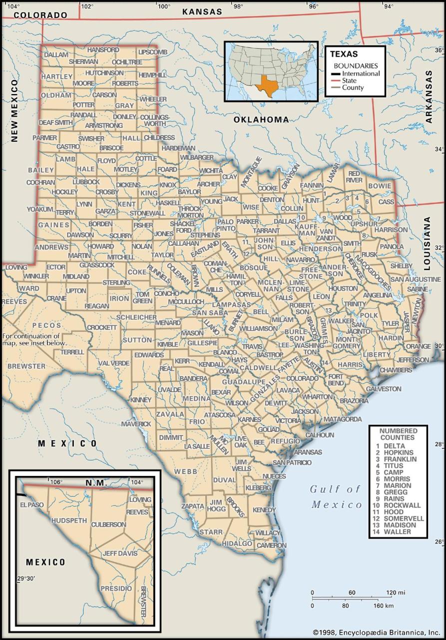 State and County Maps of Texas