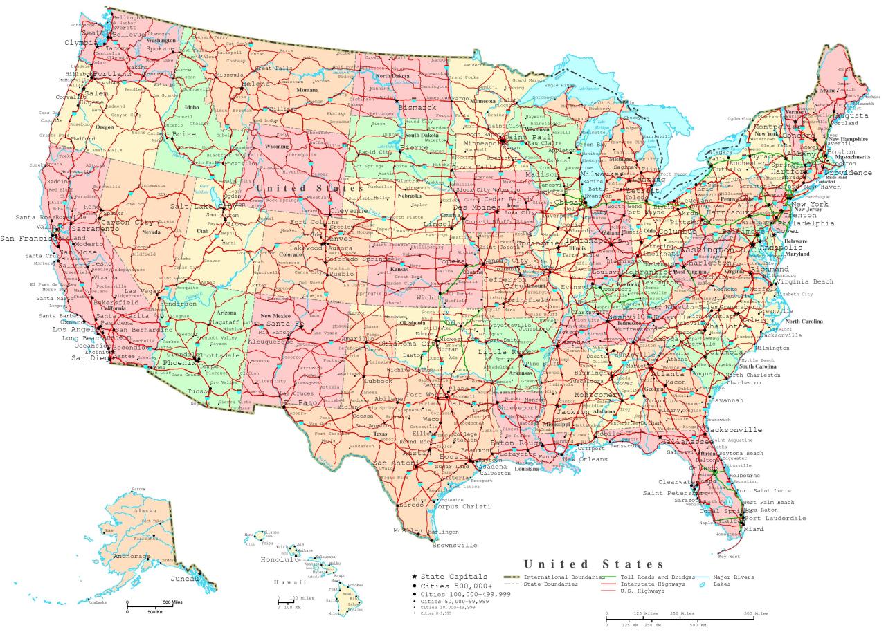 Road Map Of United States Of America - 1001 WORLD MAP