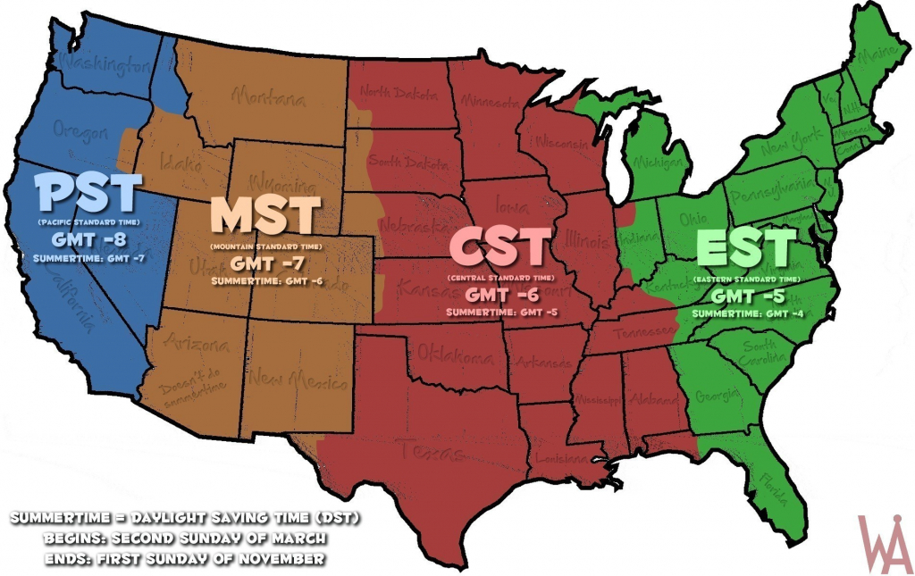 United States Map State Names Time Zones Inspirationa New Us Time | Printable Map Of Usa With