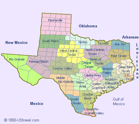 Map of Texas Counties @ 1800-UStravel - US Travel Guides