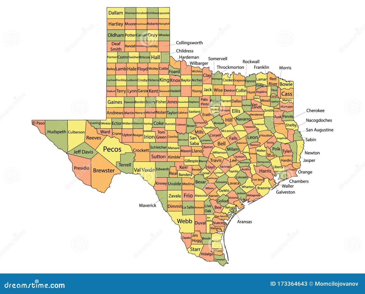 Map Of Texas Counties With Names
