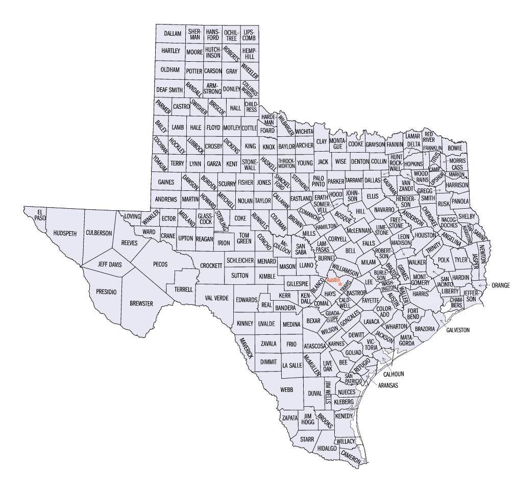 January 2014 | Texas Map with Cities and Counties Printables